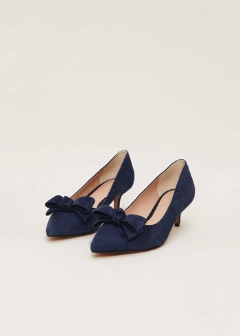 Phase Eight Structured Bow Kitten Heels Navy Australia | YG6518490